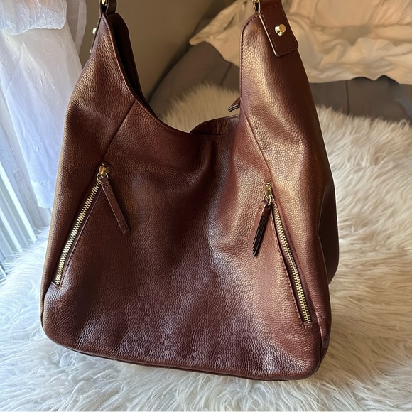 Ora Delphine Handbags - Ora Delphne Burgundy Pebble Leather Shoulder Bag